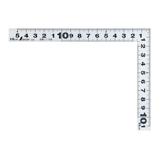 シンワ 曲尺平ぴた 15×11㎝ 表裏同目 ホワイト/シルバー-金津屋商店