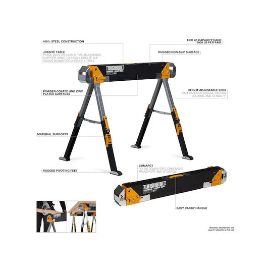 TOUGHBUILT アジャスタブル ソーホース(2本組) TB-C700-