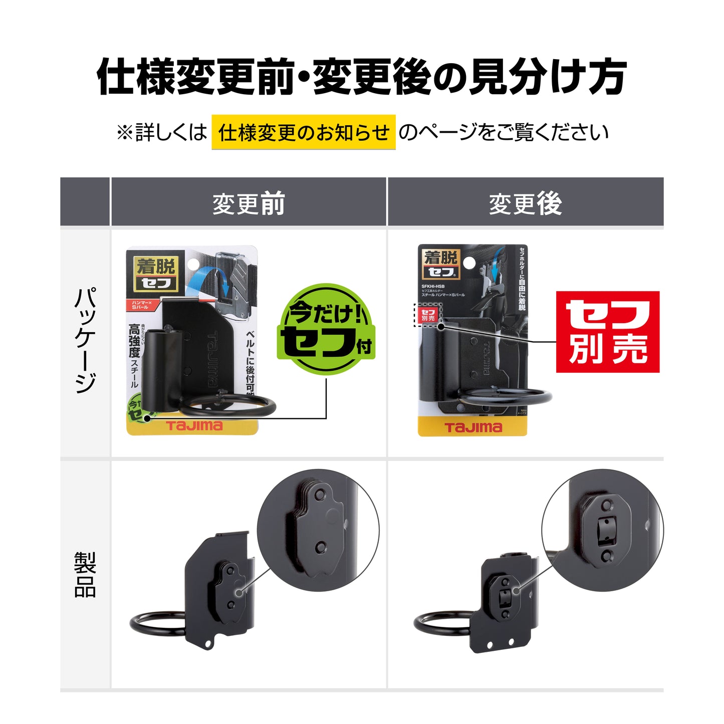 タジマ セフ着脱式工具ホルダースチール ハンマーxSバール SFKHI-HSB