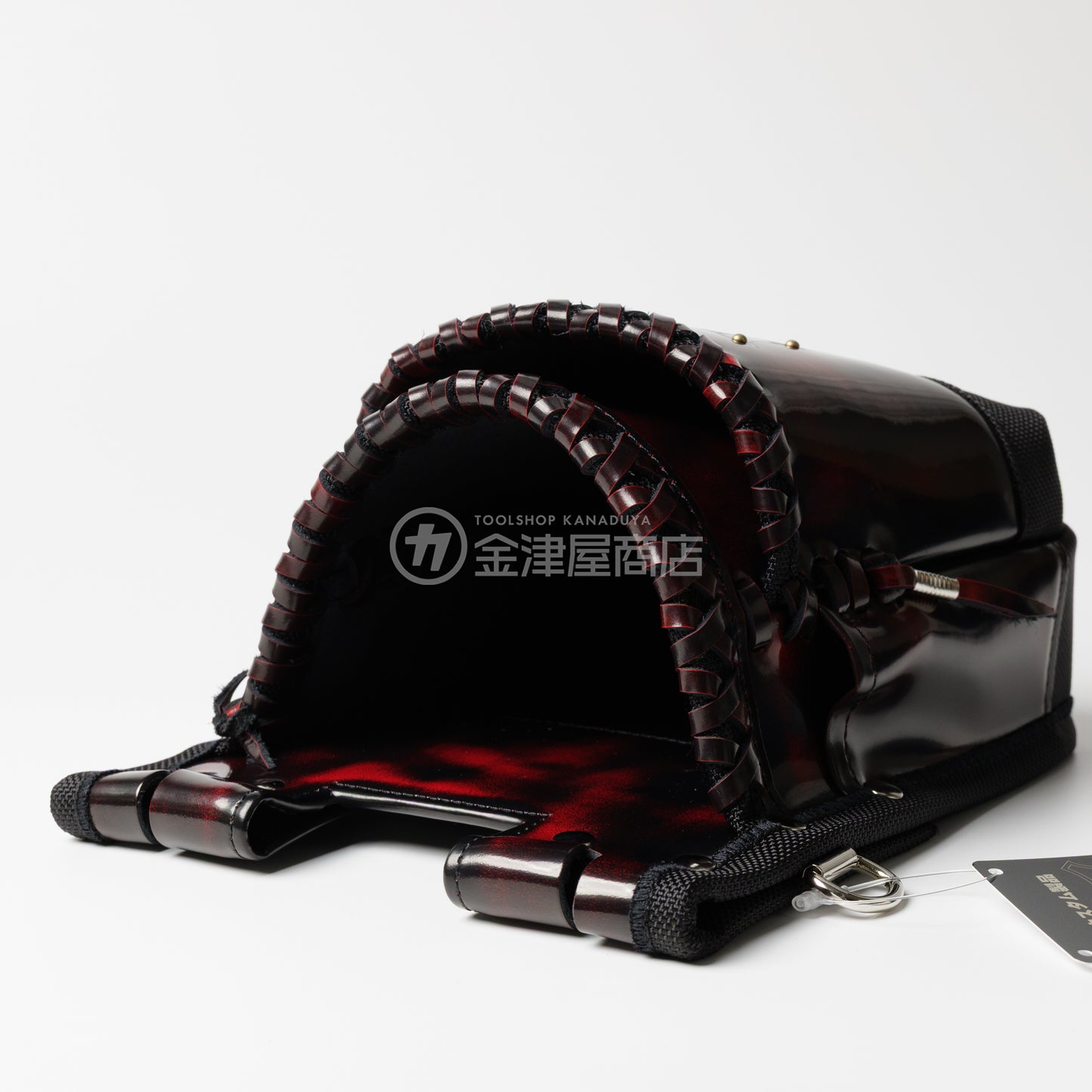ニックス(KNICKS) 鳶職向仕様ツーウェイタイプアドバンガラス革2段腰袋 底・縁補強タイプ ADV-201TB-R 追加カスタム ガラス紐W巻2段+ガラス紐サイド巻+スタッズ6点打ち-
