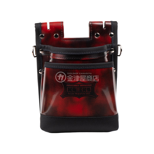 ニックス(KNICKS) 鳶職向仕様ツーウェイタイプアドバンガラス革2段腰袋 底・縁補強タイプ ADV-201TB-ADV-201TB-R