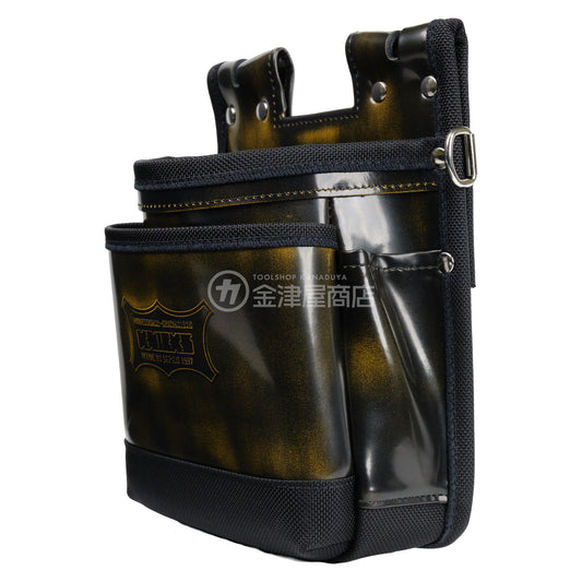 ニックス(KNICKS) 鳶職向仕様ツーウェイタイプアドバンガラス革2段腰袋 底・縁補強タイプ ADV-201TB-Y イエロー-