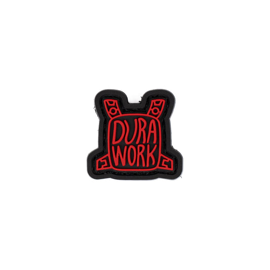Durawork オリジナルロゴラバーワッペン チェストパネル型 黒黄/黒赤-