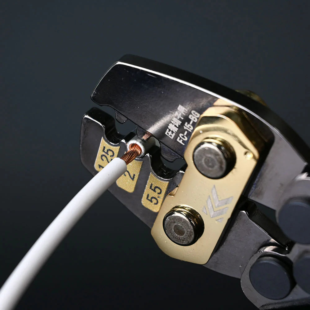 【予約商品】フジ矢 圧着⼯具 (裸端⼦‧裸スリーブ⽤)(黒金)FC-15-BG-