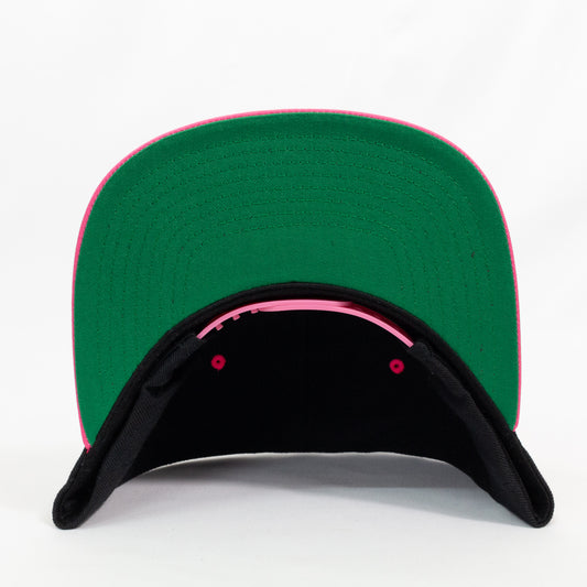 金津屋商店 【好きなワッペンを貼る】オリジナルフラットバイザー ワッペンキャップ ピンク/ブラック-