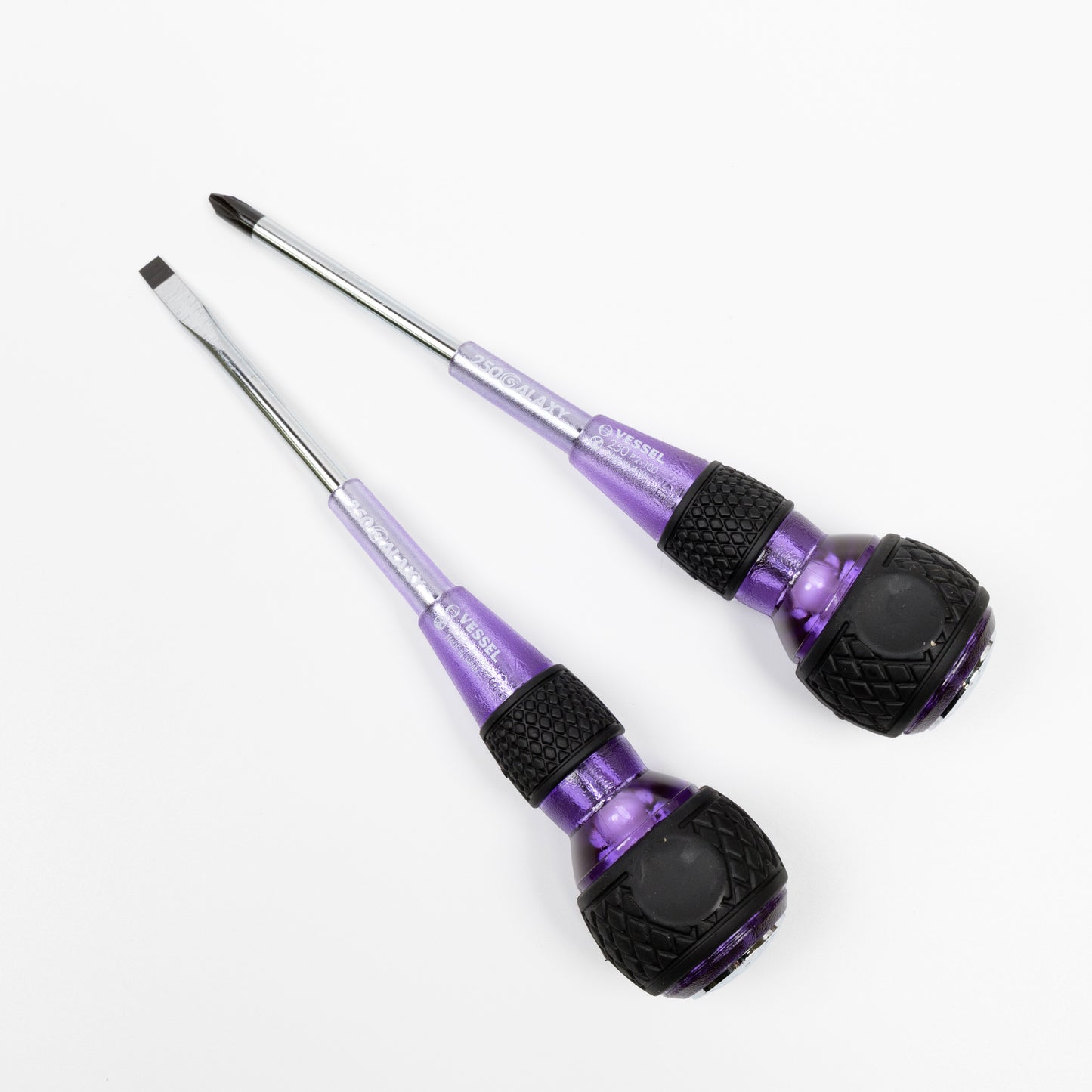 ベッセル 安全貫通ドライバー2本組 ギャラクシー<赤/青/紫/黒>【限定】250-2PS-250-2PS-GPU