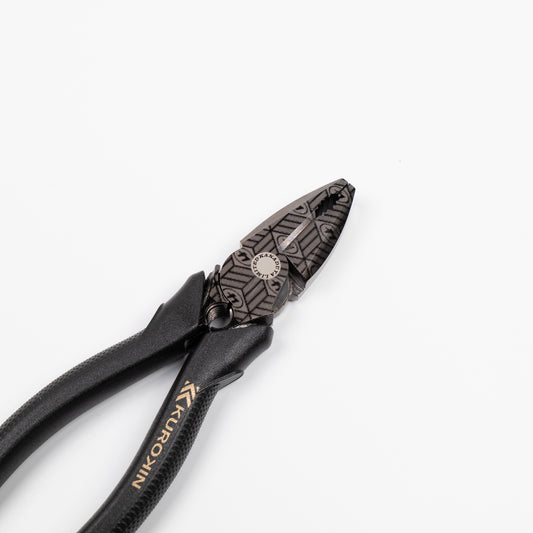 フジ矢 偏芯パワーペンチ(黒金)バリ取り機能付き 200mm 3020N-200BG 【金津屋商店オリジナルデザイン:亀甲網代】-