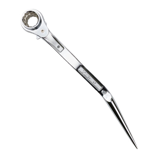 TOP工業 特注 鳶仕様ステンレスラチェットレンチ(シノ付) 19×24コンパクトソケット SRM-19×24N-BT カスタム-