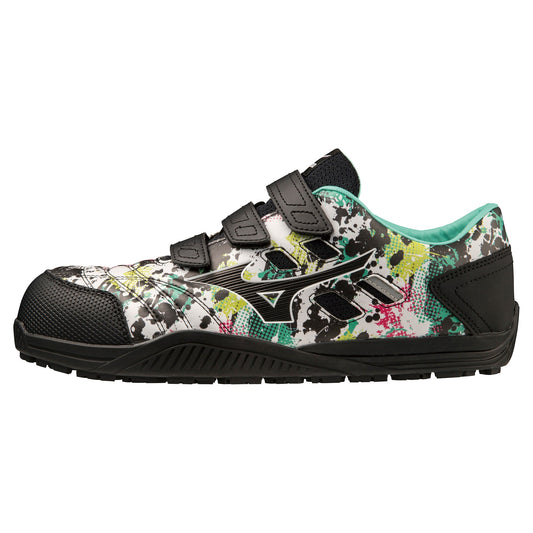 ミズノ 安全靴 オールマイティTDⅡ22L ベルト 限定色ホワイト×ブラック×エメラルドグリーン-安全靴-ミズノ-金津屋商店