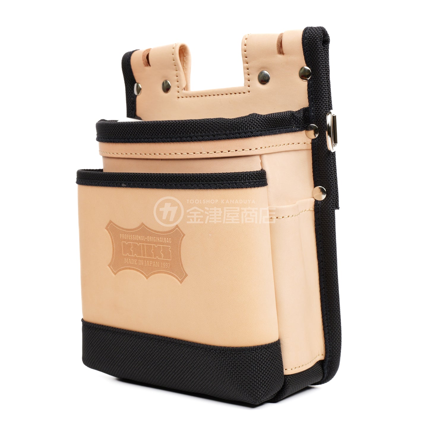 ニックス(KNICKS) 鳶職向仕様ツーウェイタイプヌメ革2段腰袋 底・縁補強タイプ KNS-201TB-KNS-201TB