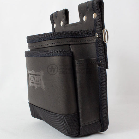 ニックス(KNICKS) 鳶職向仕様ツーウェイタイプヌメ革2段腰袋 底・縁補強タイプ KBS-201TB-腰袋-金津屋商店