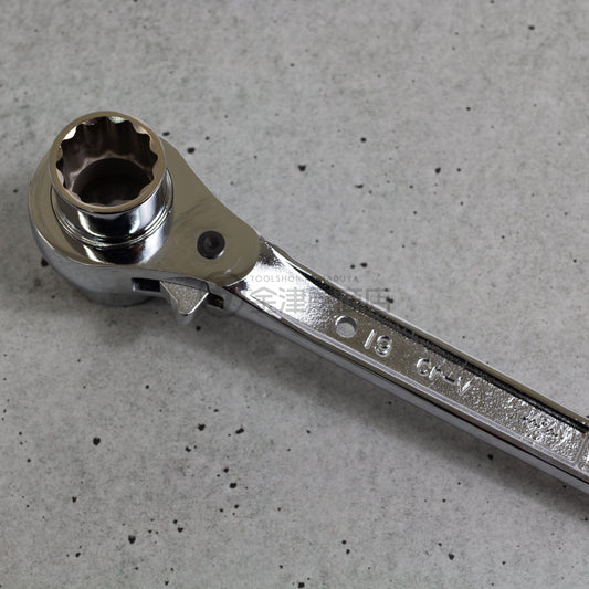 TOP 特注 総磨きショートラチェットレンチ 19×24 RM-19×24S カスタム-ラチェット-RM-19×24S-CUS-金津屋商店