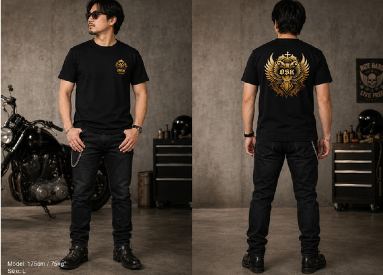OSKTools 6.2oz ヘビーウェイト エンブレムロゴTシャツ ブラック-