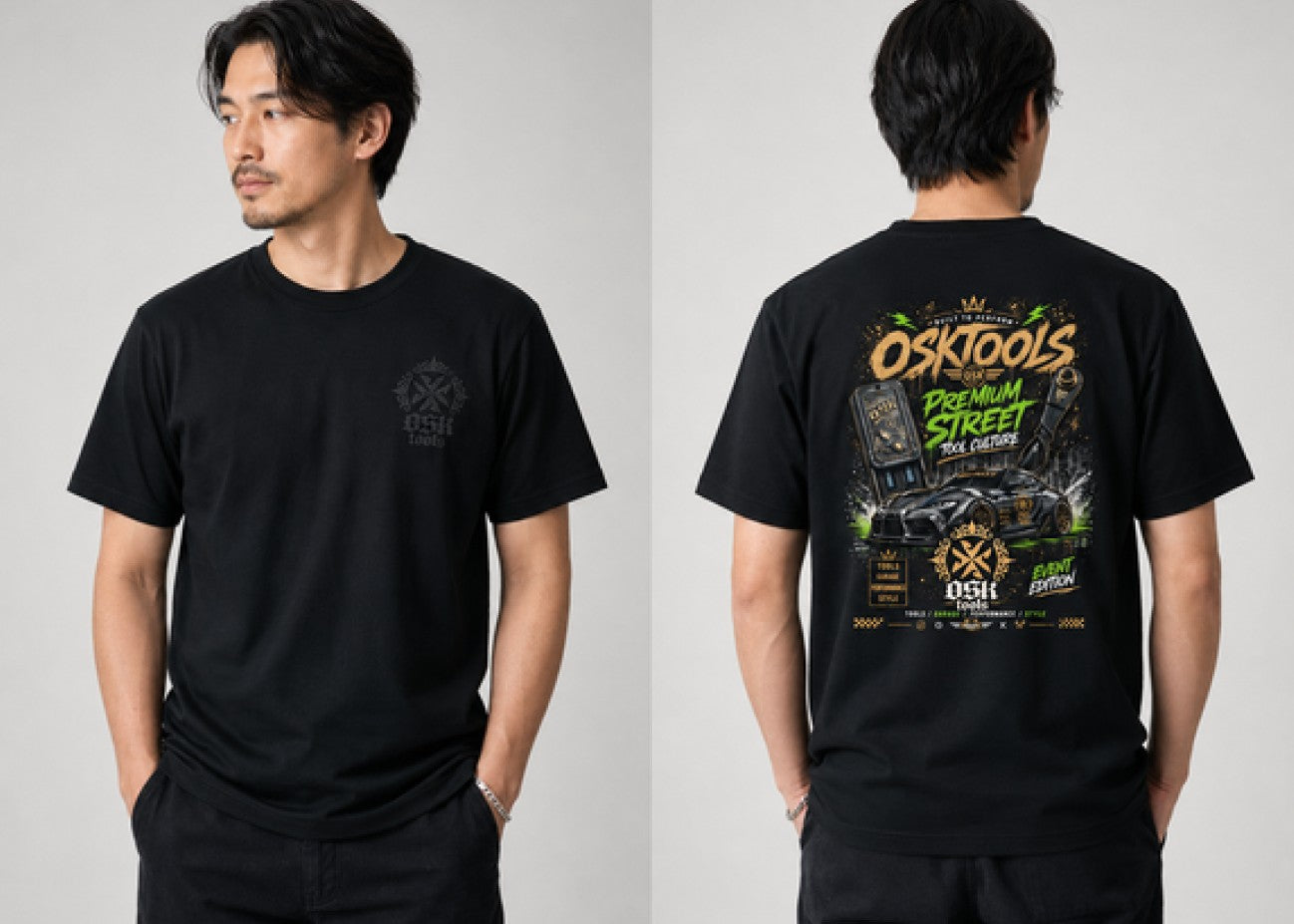OSKTools 5.6oz プレミアムストリート Tシャツ ブラック-