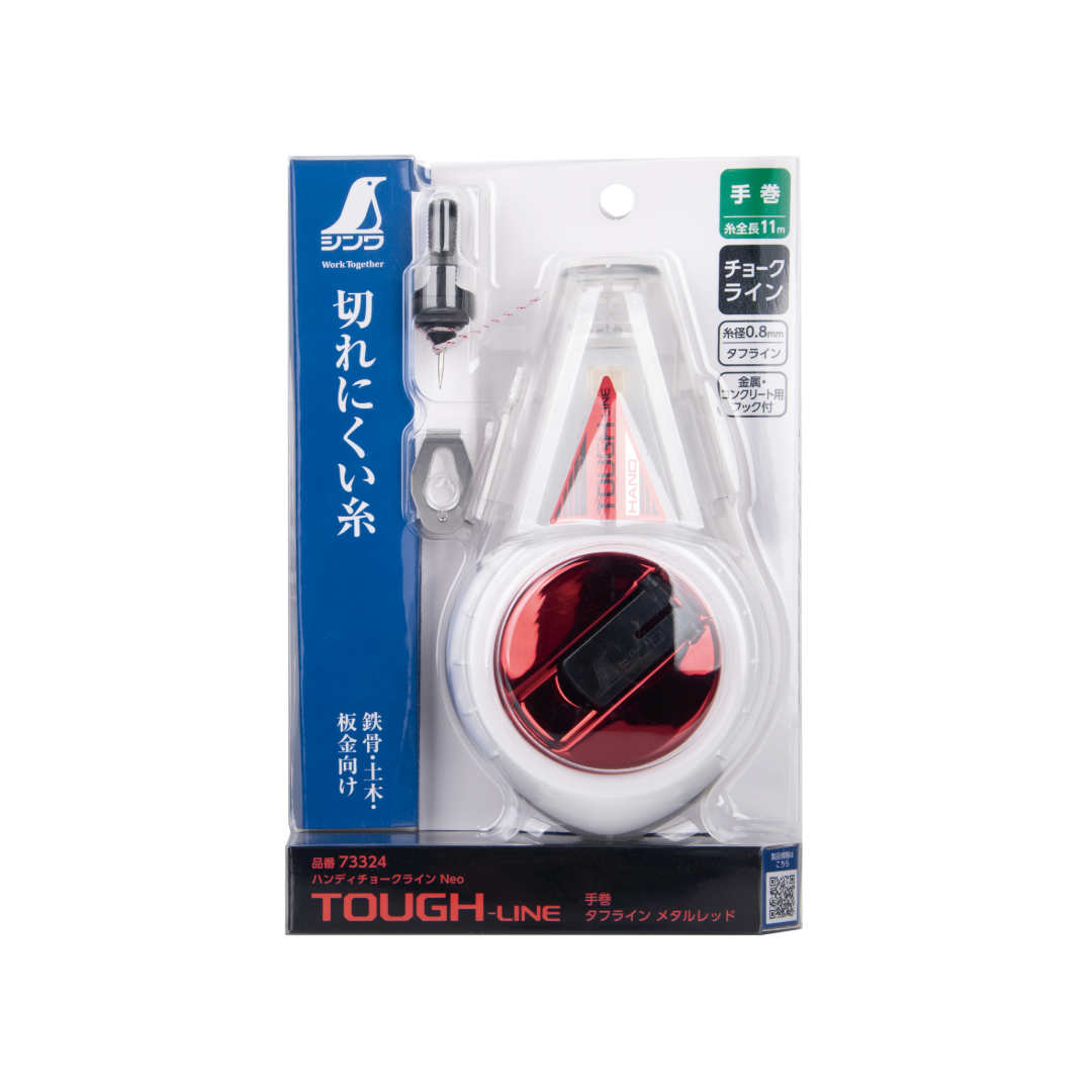 シンワ ハンディチョークライン Neo 手巻 タフライン メタルレッド 73324-