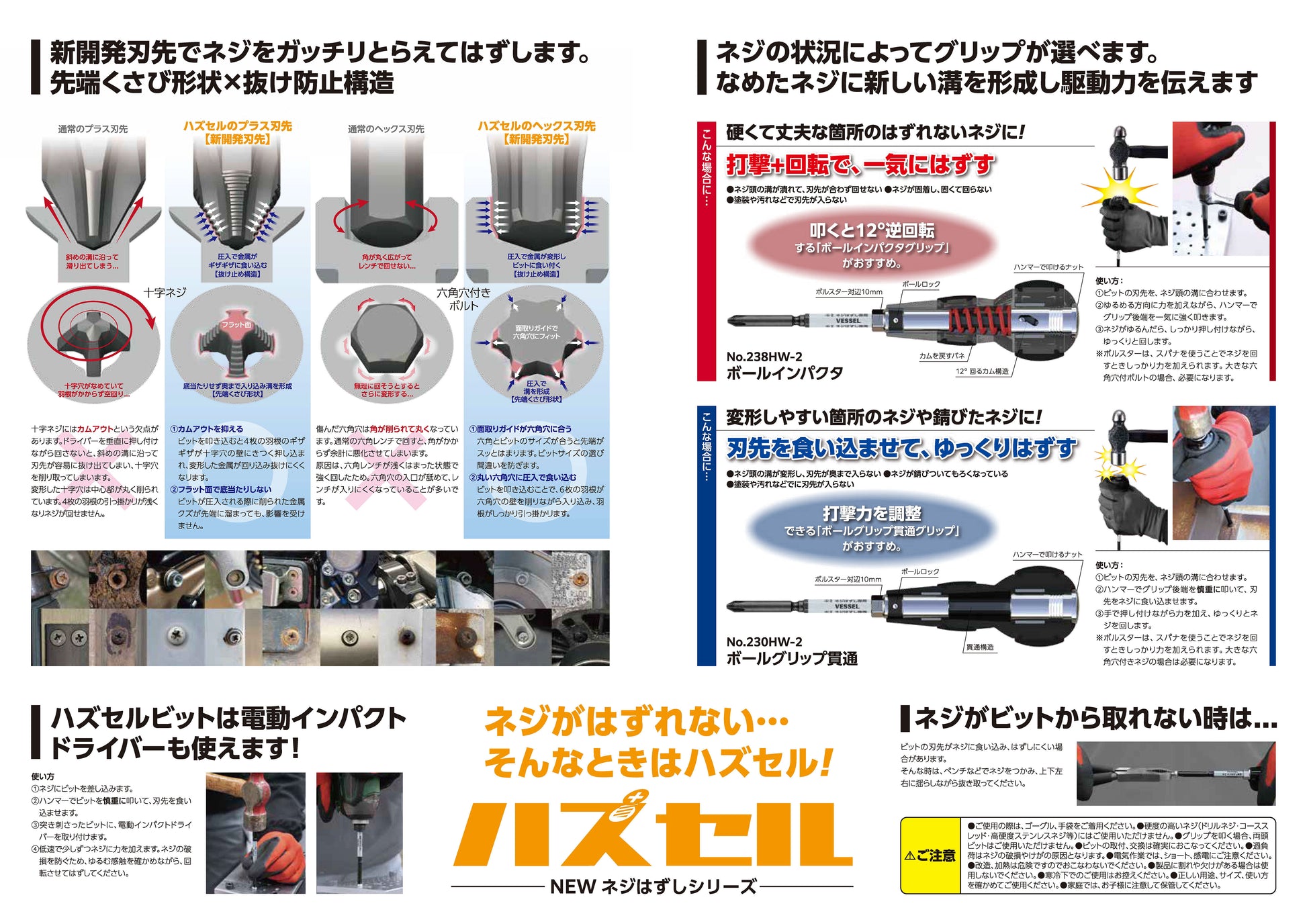 ベッセル ハズセルボールグリップ貫通(ネジはずし専用) No.230HW2-No.230HW2