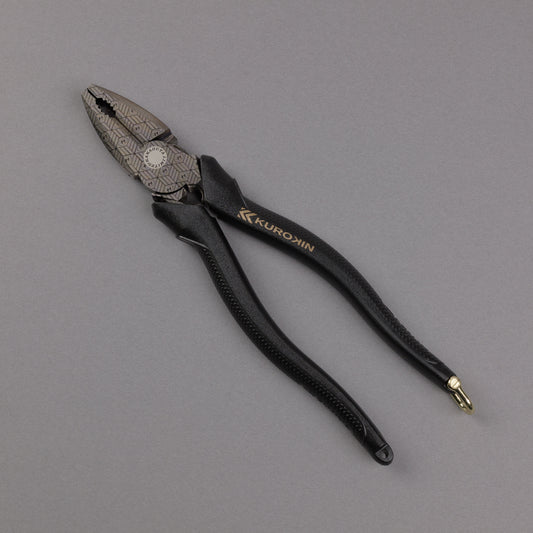 フジ矢 偏芯パワーペンチ（黒金）バリ取り機能付き 200mm 3020N-200BG 【金津屋商店オリジナルデザイン：亀甲網代】-