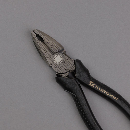 フジ矢 偏芯パワーペンチ（黒金）バリ取り機能付き 200mm 3020N-200BG 【金津屋商店オリジナルデザイン：亀甲網代】-