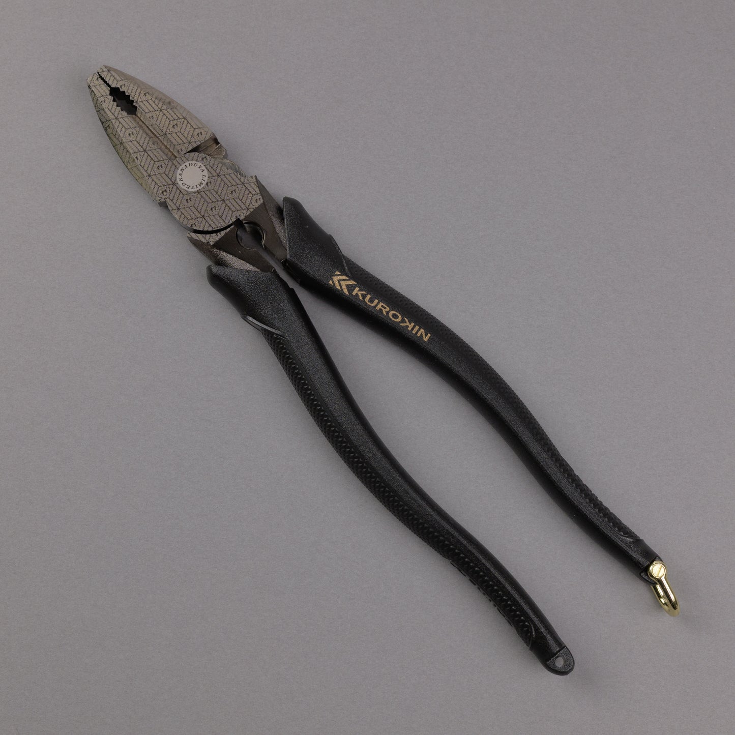 フジ矢 偏芯パワーペンチ（黒金）バリ取り機能付き 225mm 3020N-225BG 【金津屋商店オリジナルデザイン：亀甲網代】-