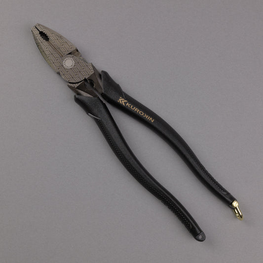 フジ矢 偏芯パワーペンチ（黒金）バリ取り機能付き 225mm 3020N-225BG 【金津屋商店オリジナルデザイン：亀甲網代】-