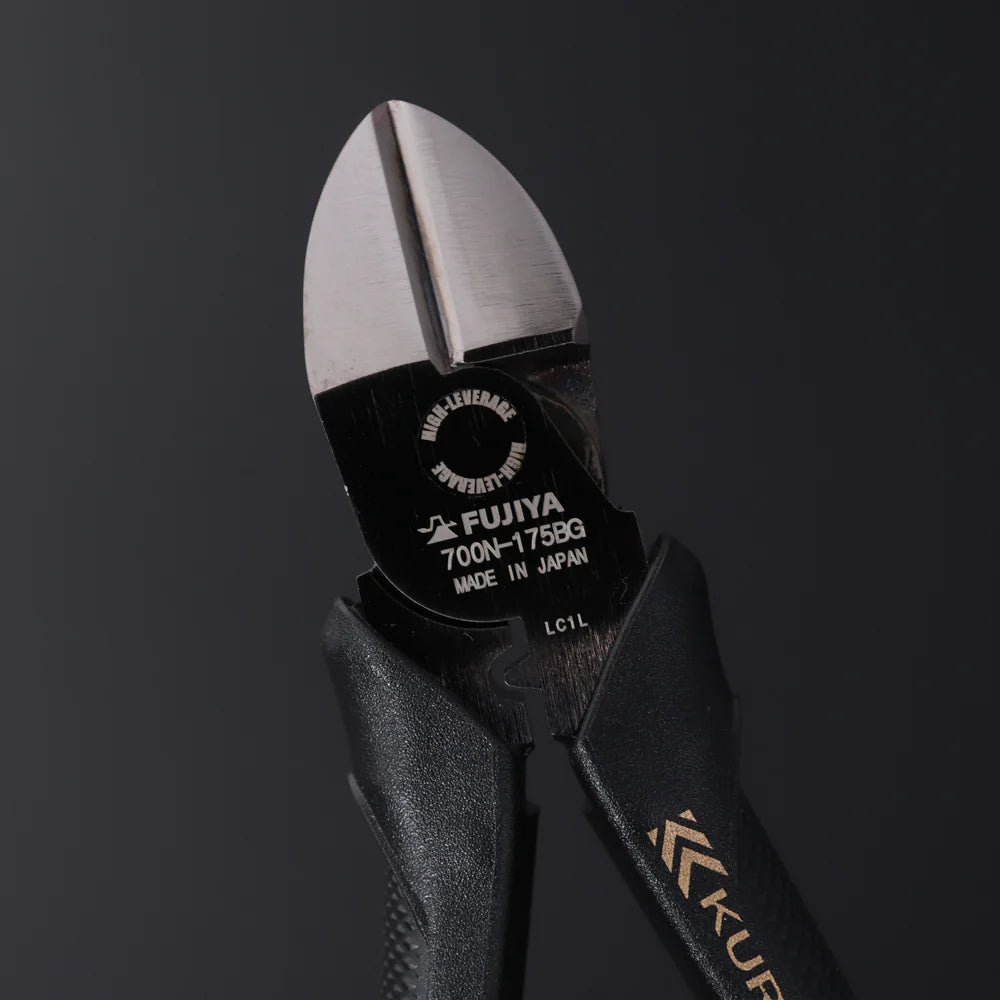 Fujiya Pliers FUJIYA Tools, 7700N-200BG, High Leverage Diagonal Cutting Nippers, Black & Gold Color-, 8 Inch Knapping Tools