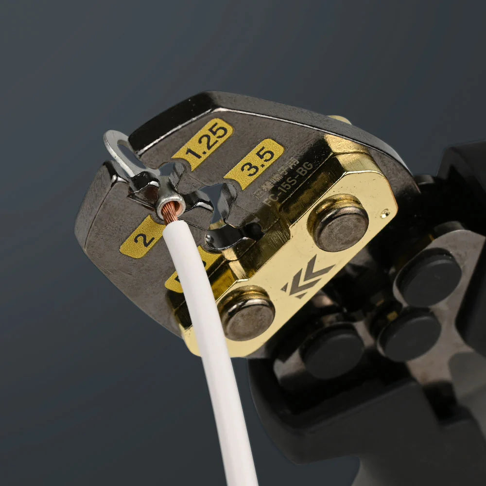 【予約商品】フジ矢 圧着⼯具 (裸端⼦‧裸スリーブ⽤)（黒金）FC-15S-BG-