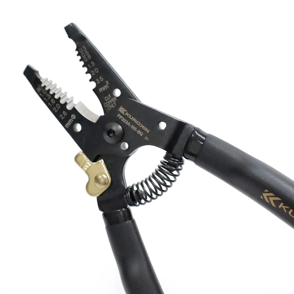 フジ矢 ワイヤーストリッパ(黒金)バネ付きA型/B型 165mm|金津屋商店 フジ矢 ワイヤーストリッパ(黒金)バネ付きA型/B型 165mm|金津屋商店