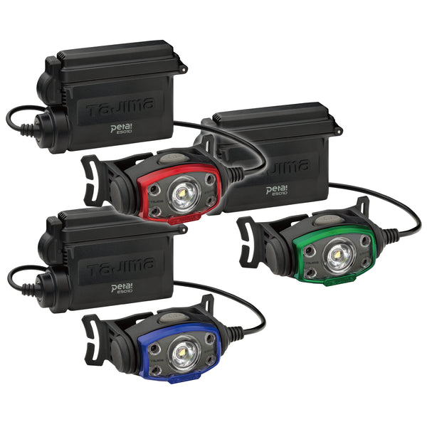 タジマ 赤　緑　限定 ヘッドライト 500lm 充電 単3 兼用 2個セット タジマ TAJIMA 限定 ヘッドライト 500lm 充電 単3 兼用 レッド