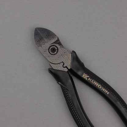 フジ矢 電工名人偏芯薄刃ニッパ（黒金）200mm 7700N-200BG【金津屋商店オリジナルデザイン：亀甲網代】-