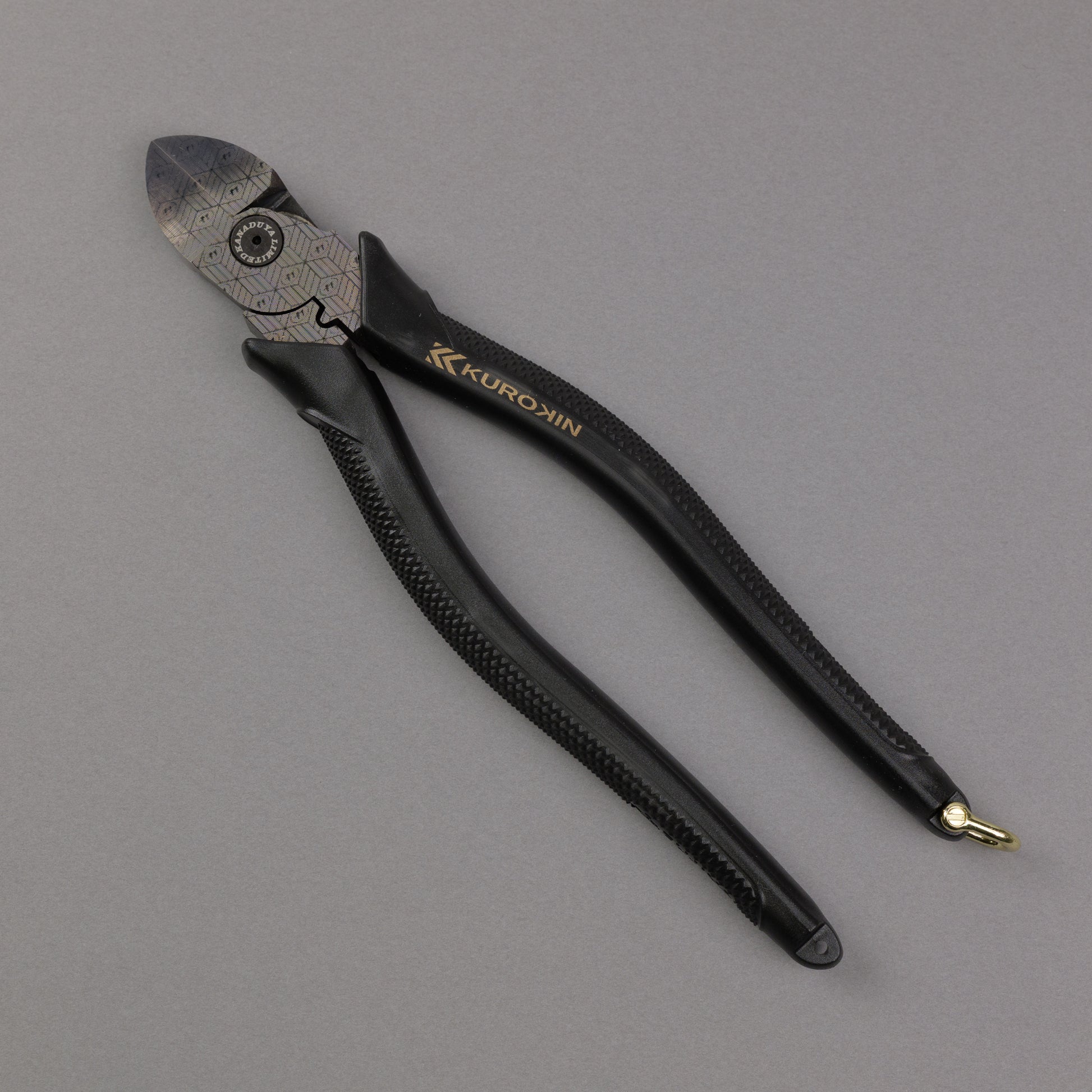 フジ矢 電工名人偏芯薄刃ニッパ（黒金）200mm 7700N-200BG【金津屋商店オリジナルデザイン：亀甲網代】-