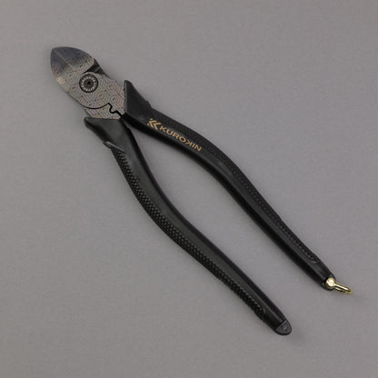 フジ矢 電工名人偏芯薄刃ニッパ（黒金）200mm 7700N-200BG【金津屋商店オリジナルデザイン：亀甲網代】-