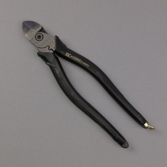 フジ矢 電工名人偏芯薄刃ニッパ（黒金）200mm 7700N-200BG【金津屋商店オリジナルデザイン：亀甲網代】-