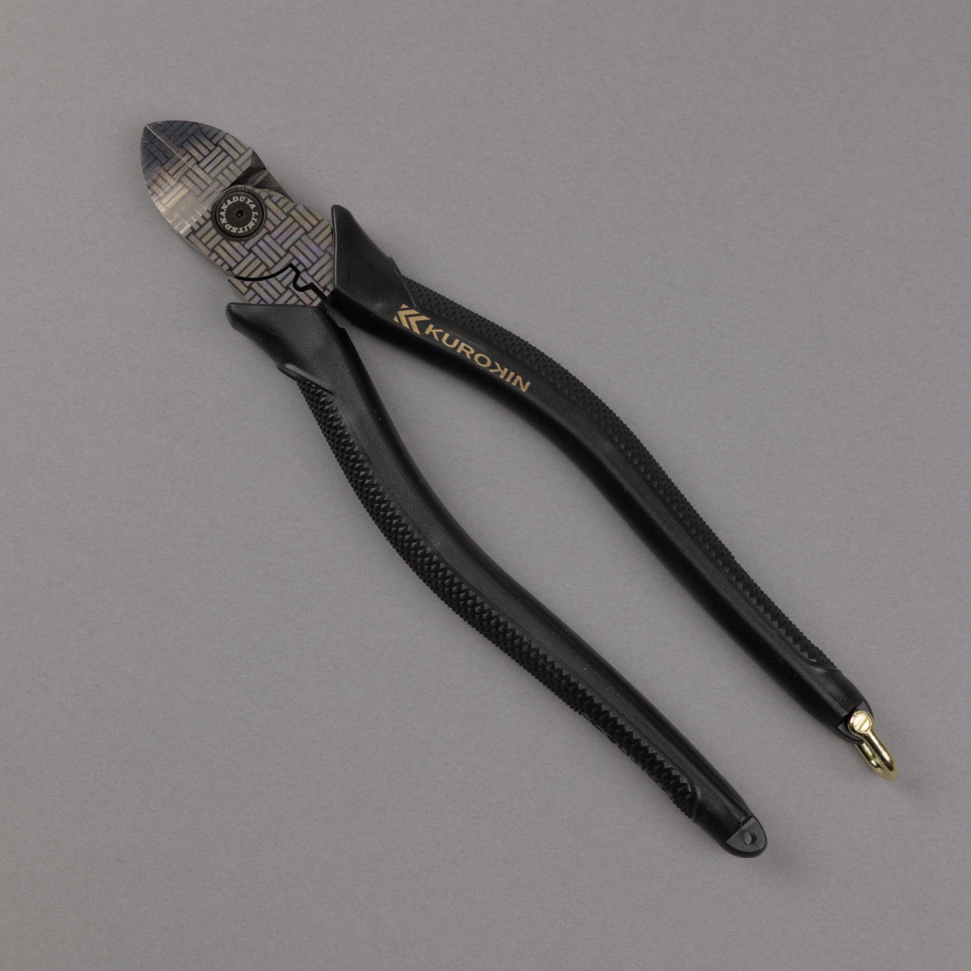 フジ矢 電工名人偏芯薄刃ニッパ（黒金）200mm 7700N-200BG【金津屋商店オリジナルデザイン：三崩し】-