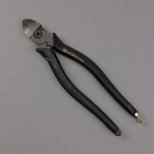 フジ矢 電工名人偏芯薄刃ニッパ（黒金）200mm 7700N-200BG【金津屋商店オリジナルデザイン：三崩し】-