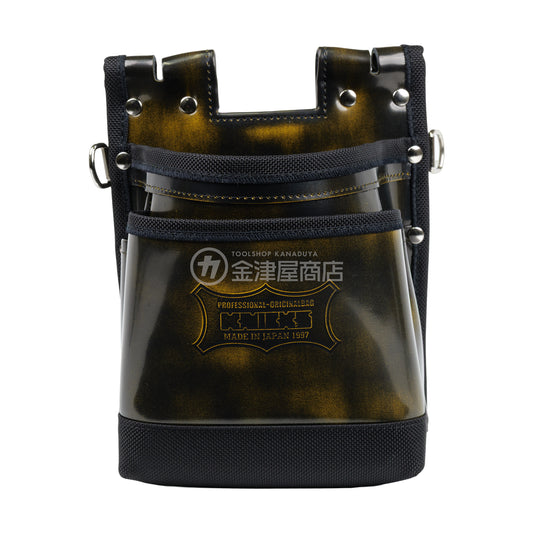 ニックス(KNICKS) 鳶職向仕様ツーウェイタイプアドバンガラス革2段腰袋 底・縁補強タイプ ADV-201TB-Y イエロー-
