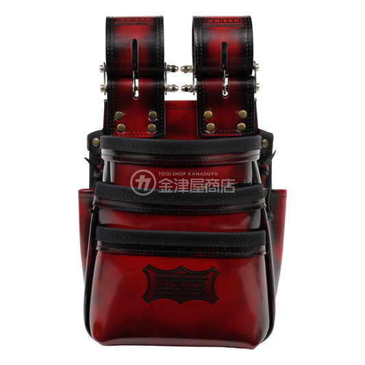 【アウトレット】ニックス(KNICKS) アドバンガラス革3段腰袋 ADV-301DDX-R-