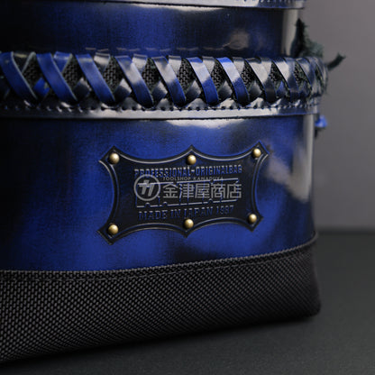 ニックス(KNICKS) アドバンガラス革3段腰袋 底・縁補強タイプ ADV-301DDX 追加カスタム ガラス紐W巻3段+スタッズ6点打ち-