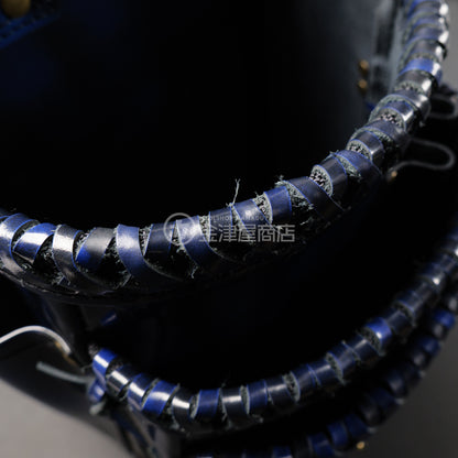 ニックス(KNICKS) アドバンガラス革3段腰袋 底・縁補強タイプ ADV-301DDX 追加カスタム ガラス紐W巻3段+スタッズ6点打ち-