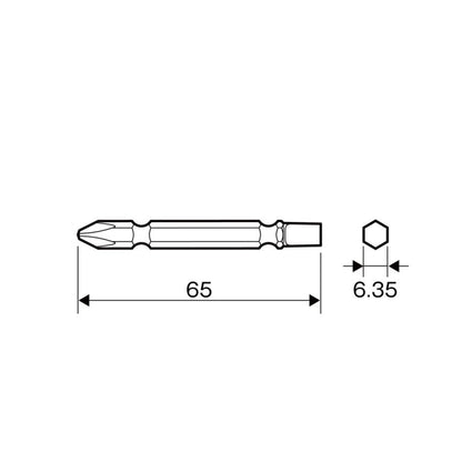 ANEX ハイパービット 2本組 両頭コンビタイプ +2×-6×65 AHPM-2665-