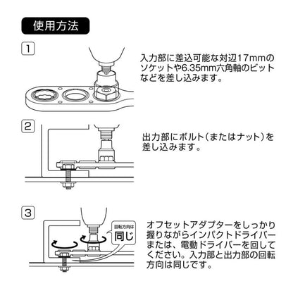 【予約商品】ANEX オフセットアダプター17mmソケットセット AOA-17S1-