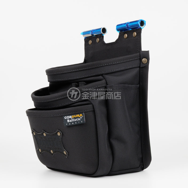 ニックス(KNICKS) 前袋(外側)EVA型押タイプ コーデュラバリスティック生地チェーン対応3段腰袋 BAT-301DDXSP【TITプレート補強入り】-