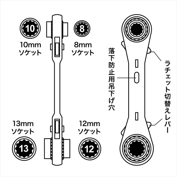 ジェフコム 両口ダブルソケットレンチ（ショートソケット）DR-0813S-FAS-DR-0813S-FAS