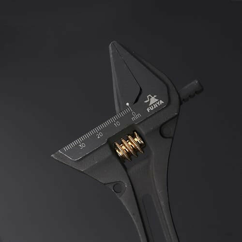 フジ矢 ギア付モンキーレンチ（黒金）FGL-38-BG-