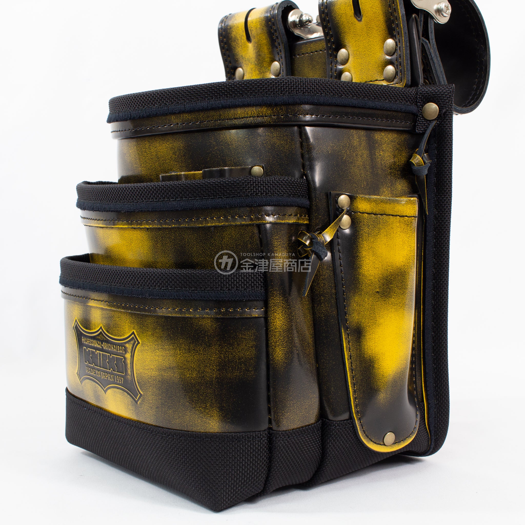 KNICKS ADV-301DDX ADVAN glass leather 3-tier waist bag, reinforced bottom  and edge type