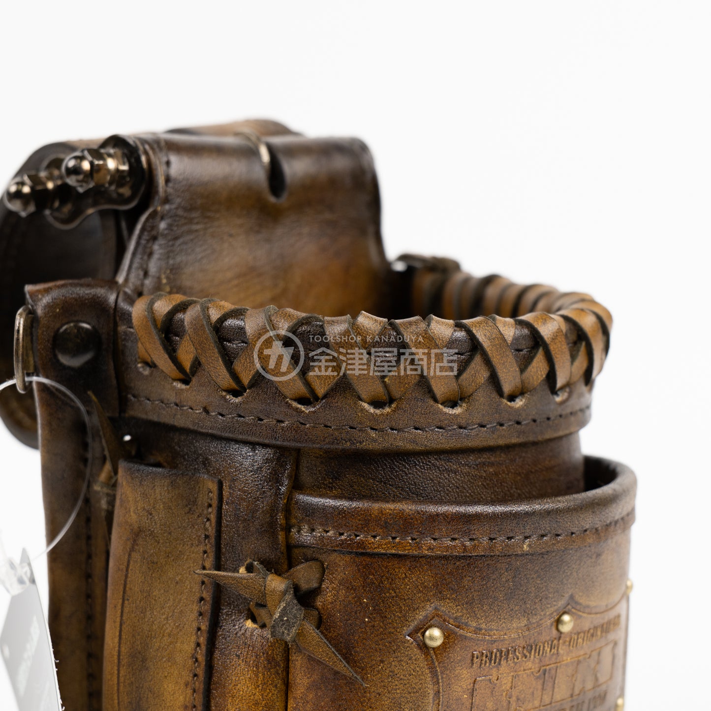 ニックス(KNICKS) 最高級硬式グローブ革チェーンタイプ VA小物腰袋 KGC-201VADX【ヴィンテージカラー】追加カスタム VC革紐W巻+スタッズ6点打ち-