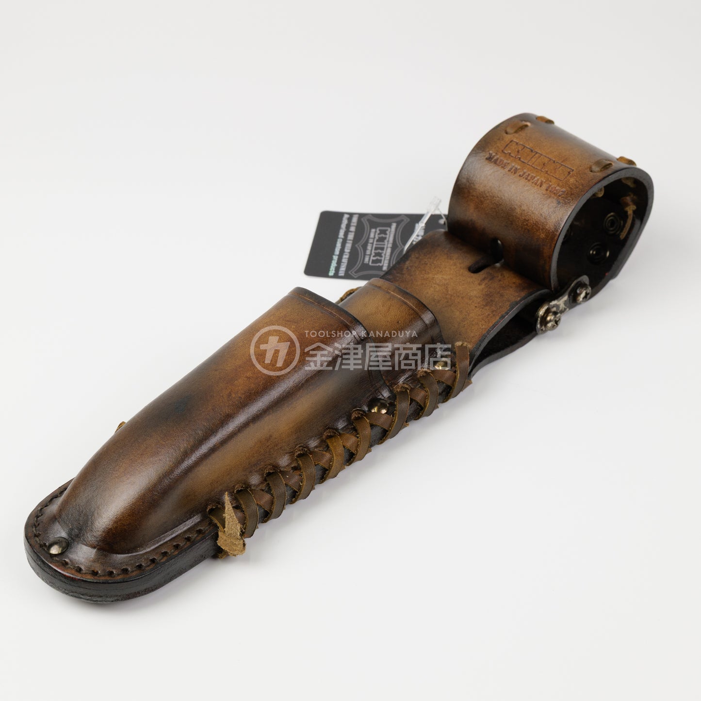 ニックス(KNICKS) チェーン式電工ナイフ・カッター2段ホルダー KN-112DX【ヴィンテージカラー】追加カスタム VC革紐W巻