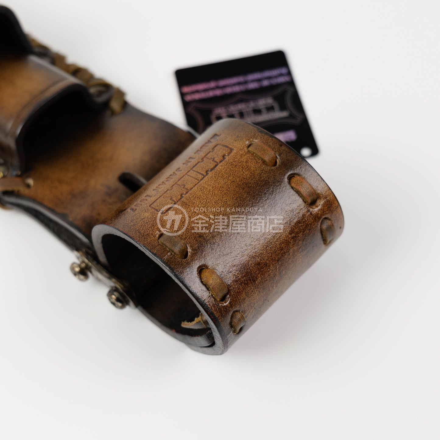 ニックス(KNICKS) チェーン式電工ナイフ・カッター2段ホルダー KN-112DX【ヴィンテージカラー】追加カスタム VC革紐W巻