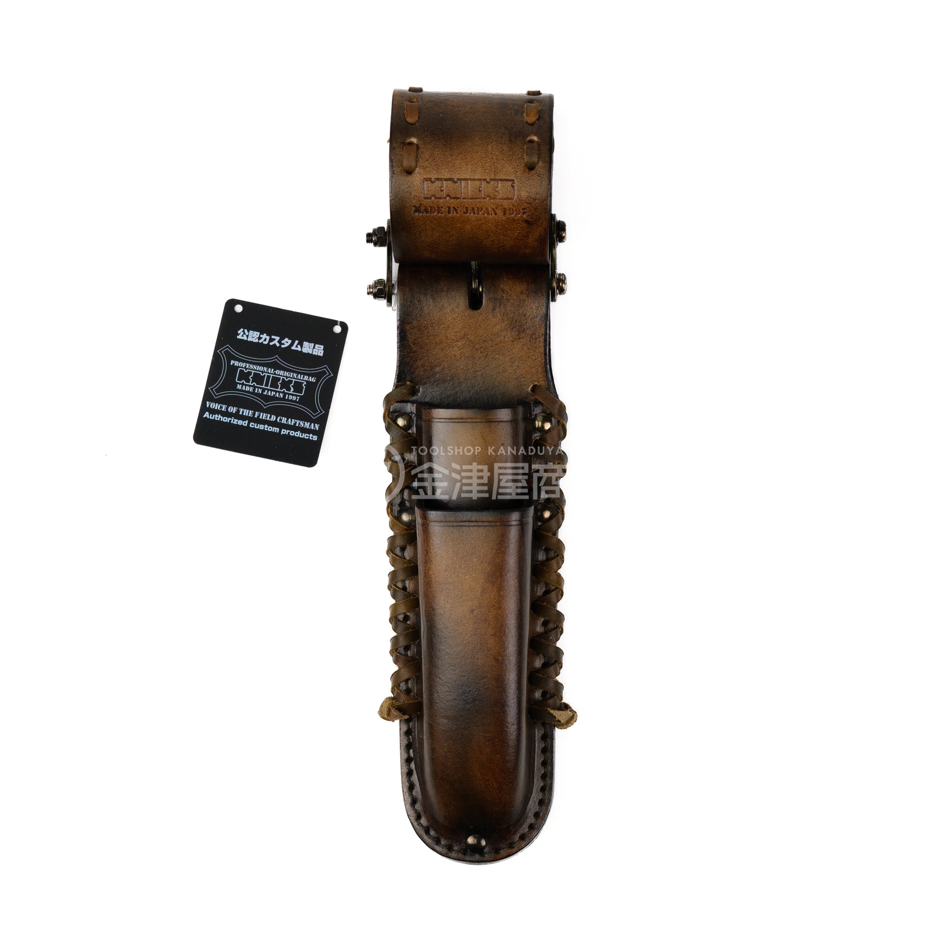 ニックス(KNICKS) チェーン式電工ナイフ・カッター2段ホルダー KN-112DX【ヴィンテージカラー】追加カスタム VC革紐W巻