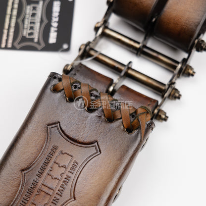 ニックス(KNICKS) 総ヌメ革3連結チェーンタイプ鳶レベルホルダー KNS-100LDX3【ヴィンテージカラー】追加カスタム VC革紐W巻-