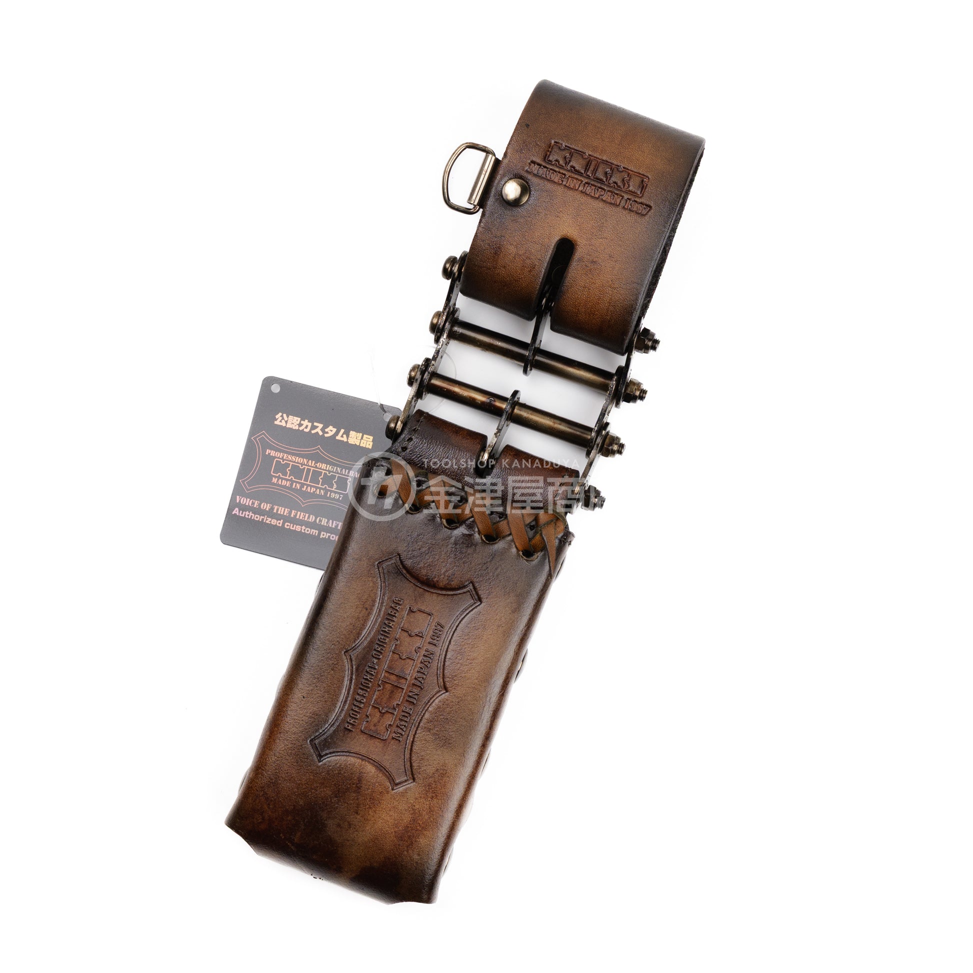 ニックス(KNICKS) 総ヌメ革3連結チェーンタイプ鳶レベルホルダー KNS-100LDX3【ヴィンテージカラー】追加カスタム VC革紐W巻-